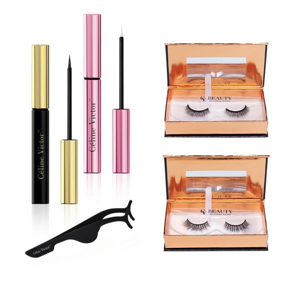 2x Natural Lashes, Eyelash Applicator PRO, Couture Transparent & Black Eyeliner - Picture 2 of 11